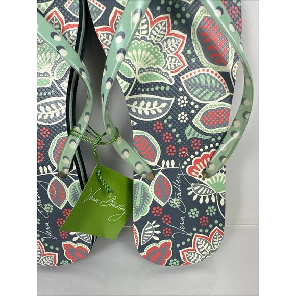 NWT Vera Bradley Flip Flops Nomadic Floral Large 12697-374L - Picture 4 of 13